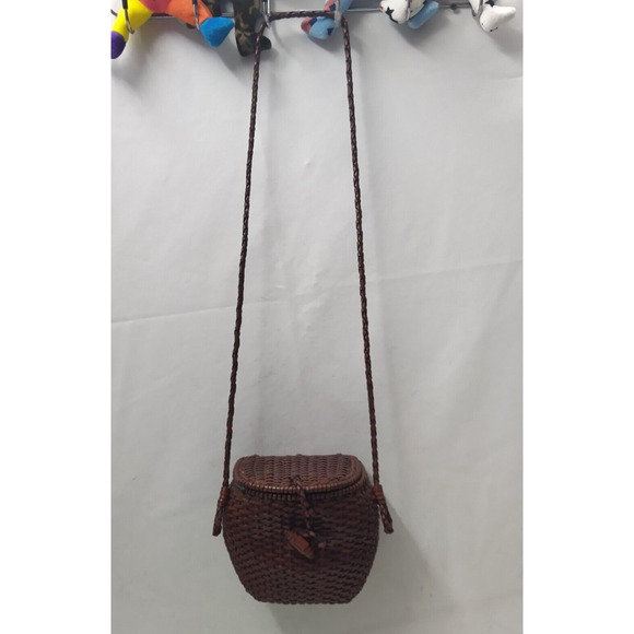 Ann Taylor Brown Woven Leather Saddle Crossbody Bag - Picture 5 of 16